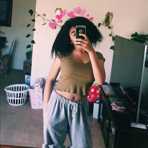 Army Green Low V-Cut Crop Top